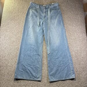 NWT LOFT The Palazzo Jeans Womens 31/12 34x31 Blue Light Wash High Rise Wide Leg